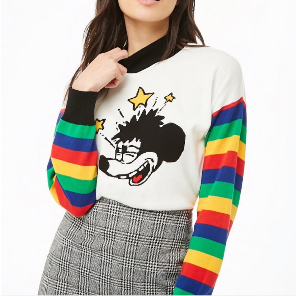Forever 21 Mickey Mouse Disney Rainbow Sweater